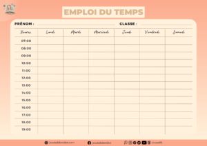 emploi du temps à remplir