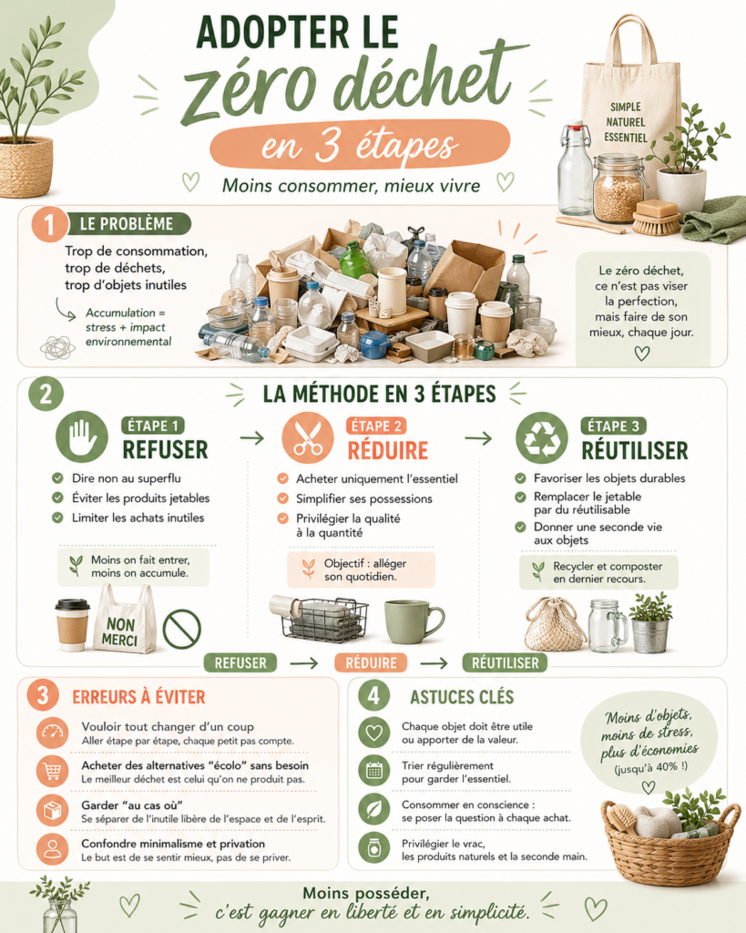 infographie pour adopter le zéro déchet de béa johnson