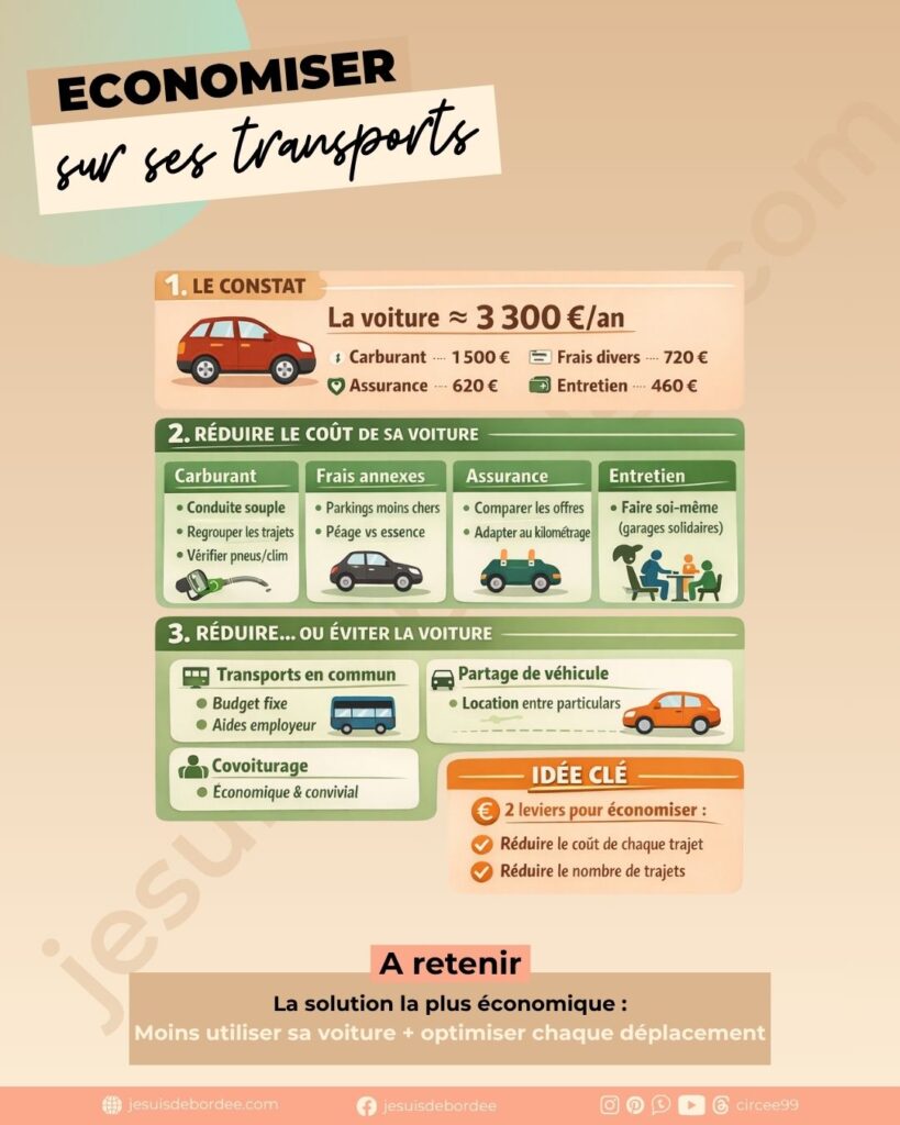 infographie sur les coûts d'une voiture, économiser sur les transports