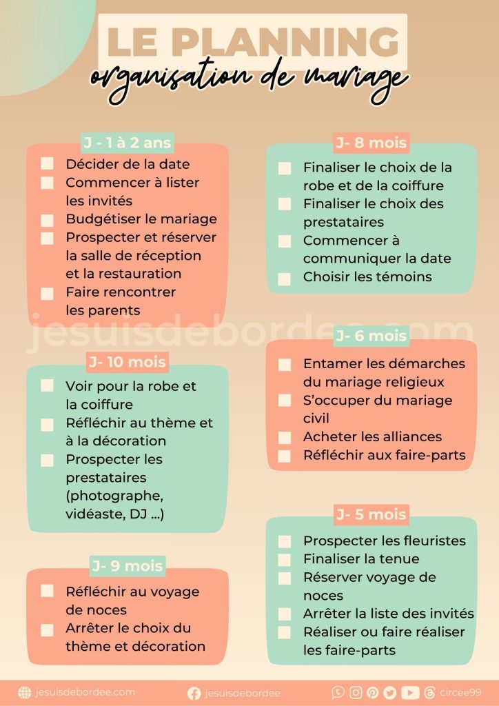 rétro planning décompte organisation organiser mariage