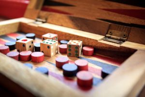 dice with red and black dots