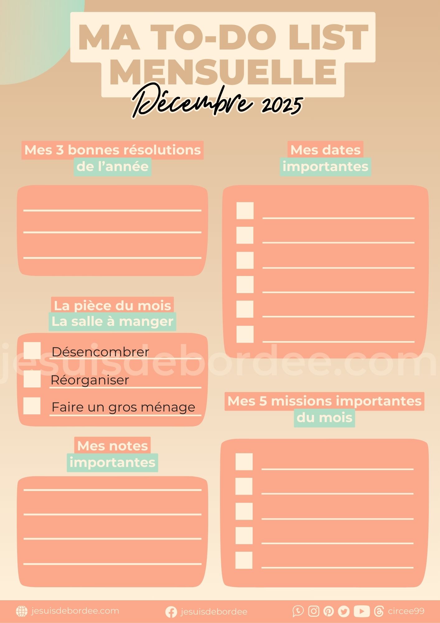 to do list décembre organisation maison mensuelle