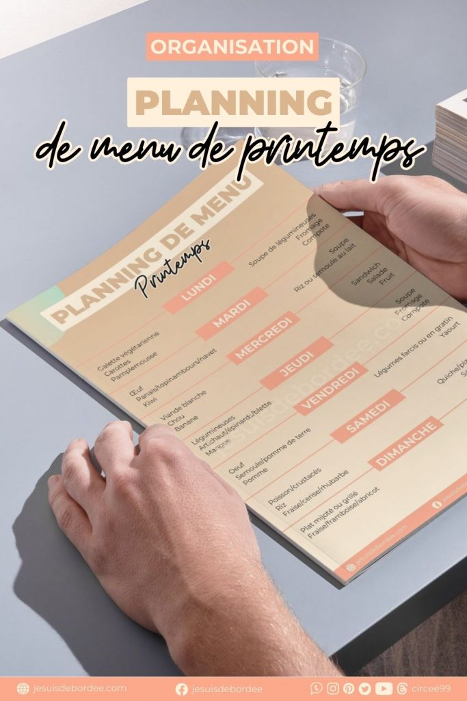 planning menu printemps