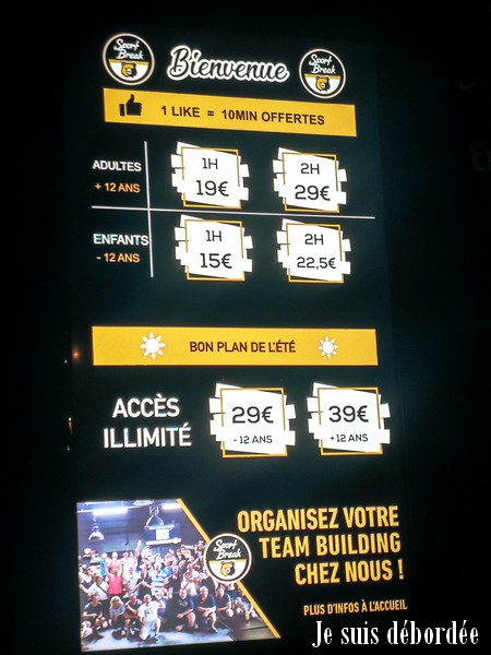 tarifs de Sport Break