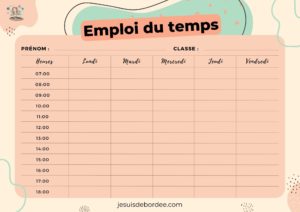 emploi du temps à imprimer