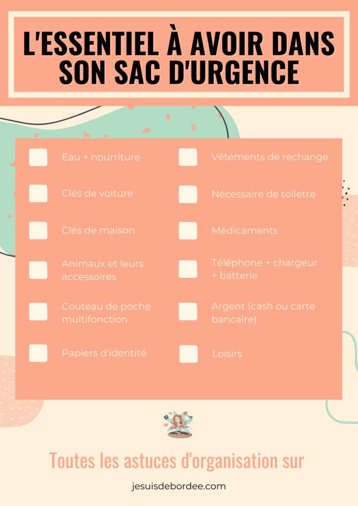 liste à imprimer pour un sac d'urgence