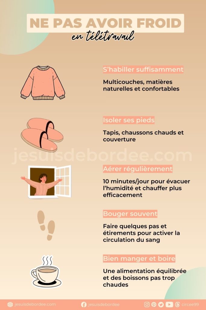 éviter froid télétravail  infographie