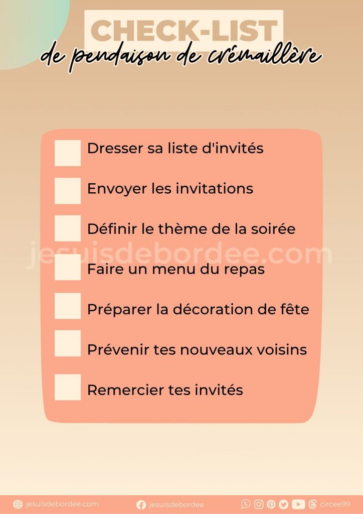 check list pendaison de crémaillère déménagement emménagement