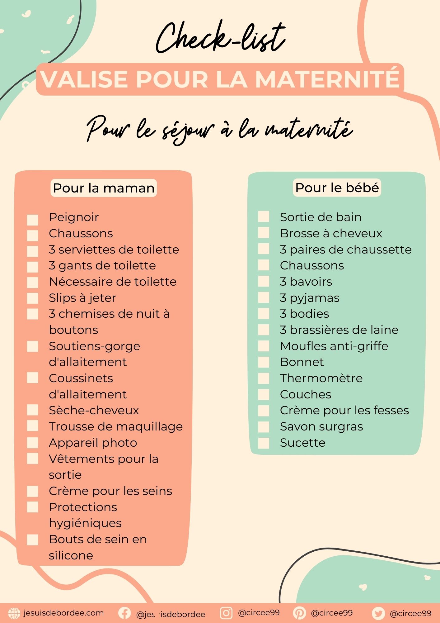 La valise – ce qu'il faut prévoir pour votre séjour en maternité