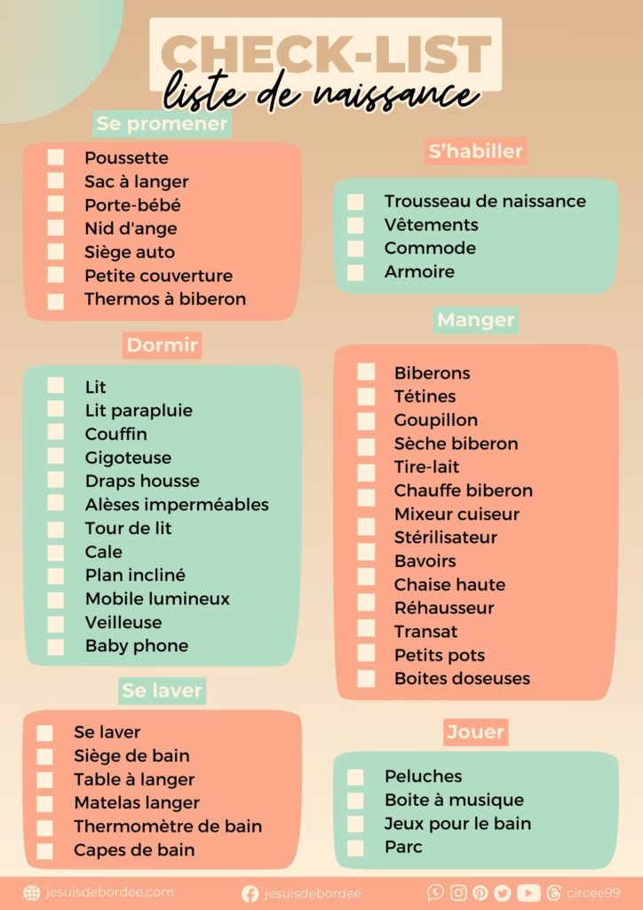 check list préparer liste naissance bébé