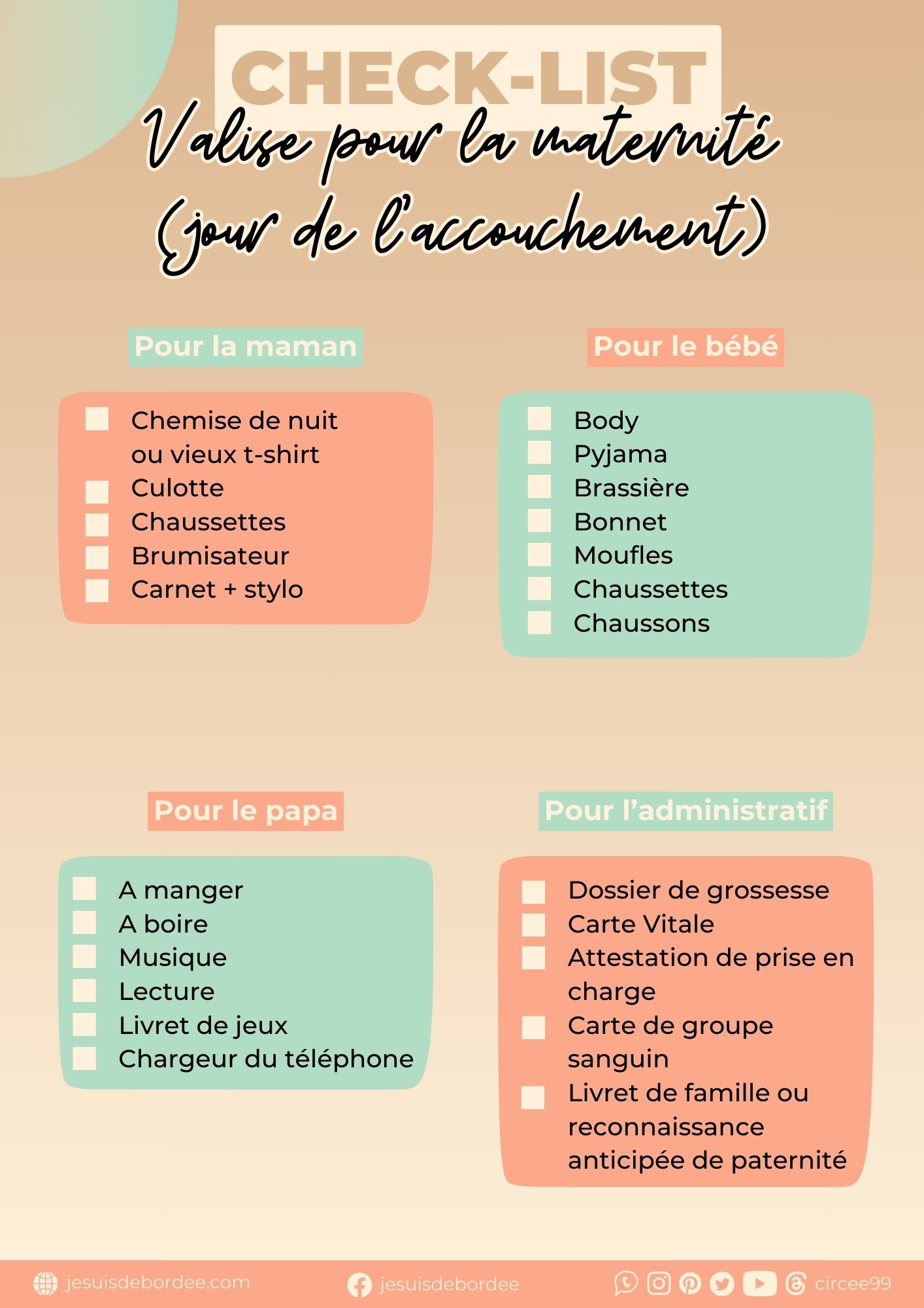 Valise pour la maternite check list a imprimer