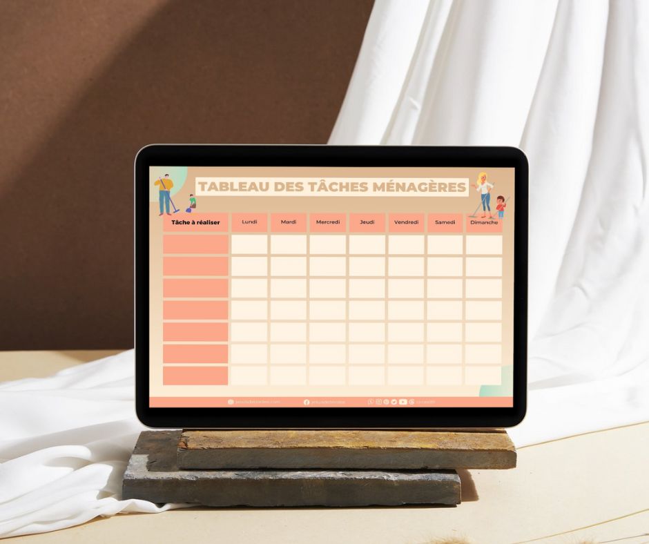 Planificateur Ménager Familial - Tableau Des Tâches à Cocher, Organisation Nettoyage Quotidien, Calendrier Ménage Réutilisable