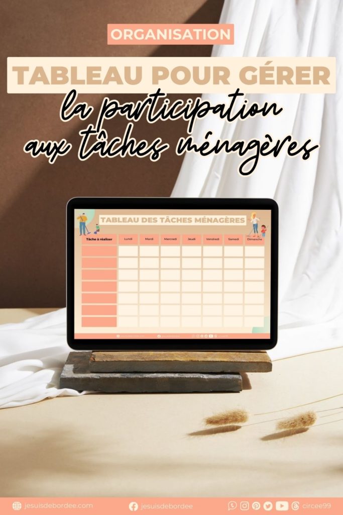 tableau pour gérer la participation aux tâches ménagères
