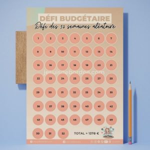 Tracker défi 52 semaines aléatoire budgétaire