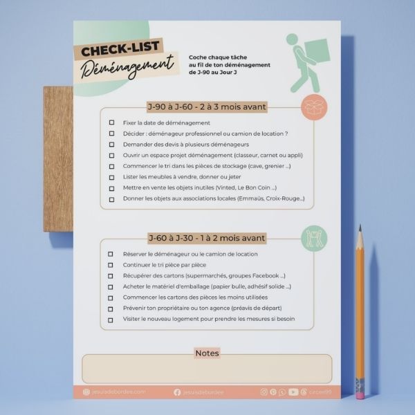 Check list déménagement imprimable - guide étape par étape de J-90 au Jour J - Je suis débordée