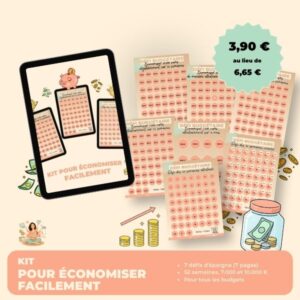 Aperçu des 7 trackers d'épargne à imprimer du kit pour économiser facilement, à 3,90 € au lieu de 6,65 €